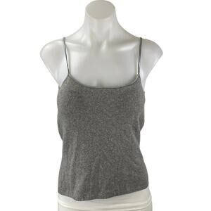 Aquah Women's Gray Cashmere Knit Sleeveless Cami Camisole Crop Tank Top Size S